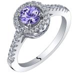 Peora 0.50 Carat Tanzanite Halo Ring Sterling Silver Size 9