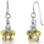 Blooming Flower Cut 6.50 carats Lemon Quartz Fishhook Earrings Sterlin