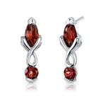 Garnet Pendant Earrings Necklace Set Sterling Silver Marquise Cut 3.00