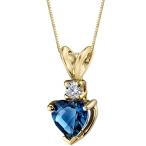 14 Karat Yellow Gold Heart Shape 1.00 Carats London Blue Topaz Diamond