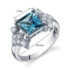 London Blue Topaz Princess Cut Ring Sterling Silver Rhodium Nickel Fin