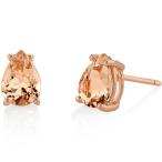 14K Rose Gold Pear Shape 1.50 Carats Morganite Stud Earrings