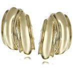 Anne Klein Gold Tone Button Clip-on Earrings