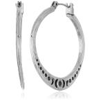 Lucky Brand Silver Floral Open Work Hoop Earrings