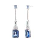 Carolee Women's Ocean Blues-Pe-Long Linear Drop Earrings, Silver/Blue,