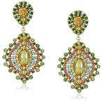 Miguel Ases Small Green Jade Lotus Drop Earrings