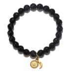 Satya Jewelry Women's Goldstone Gold Mandala Moon Stretch Bracelet, Bl