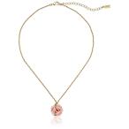 1928 Jewelry Gold-Tone Genuine Pink Porcelain Rose Adjustable Pendant