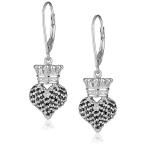 King Baby "Crowned Heart" Small 3D Crowned Heart with Pave Black Cubic