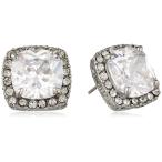 Betsey Johnson Women's CZ Crystal Halo Large Square Stud Earrings Crys