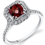 14K White Gold Garnet Cushion Cut Halo Ring 1.00 Carats Size 8