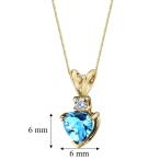 14 Karat Yellow Gold Heart Shape 1.00 Carats Swiss Blue Topaz Diamond