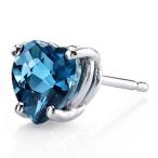 14 Karat White Gold Heart Shape 2.00 Carats London Blue Topaz Stud Ear