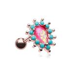 Rose Gold Opulent Opal Turquoise Cartilage Tragus Earring 316L Surgica