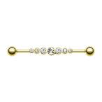 Golden Dazzling Gem Row WildKlass Industrial Barbell