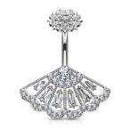 CZ Paved Vintage Fan with Internally Threaded CZ Paved Filigree Top 31