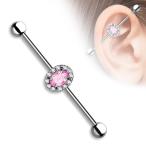 Oval CZ Center and Clear Crystals Around 316L Surgical Steel WildKlass