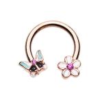 Rose Gold Spring Butterfly Flower WildKlass Horseshoe Circular Barbell