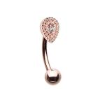 Rose Gold Aria Sparkle Teardrop WildKlass Curved Barbell Eyebrow Ring