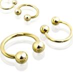 WildKlass Jewelry Gold Horseshoe Septum Circular Barbell 14g 16g Ring