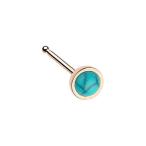 Rose Gold Bezel Set Synthetic Turquoise Stone WildKlass Nose Stud Ring