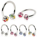 316L Surgical Steel Horse shoe with Multi Color Gem balls (Sold Indivi