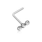 Triple Linear Gem WildKlass L-Shaped Nose Ring