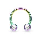 Front Facing Jewel Set Balls IP Over 316L Surgical Steel WildKlass Cir