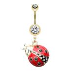 WildKlass Jewelry Golden Charming Ladybug 316L Surgical Steel Belly Bu