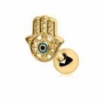 Gold Plated All-Seeing Hamsa Hand Cartilage Earring
