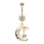 Golden Moon and Star WildKlass Belly Button Ring