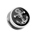 Anchor Enamel Embossed Double Flared WildKlass Ear Gauge Plug (Sold as