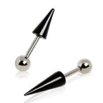 316L Cartilage Earring with Black PVD Plated Spike (Sold Individually)