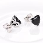 GULICX Silver Tone Black Cubic Zirconia Crystal Heart lovely glitter s