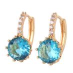 GULICX Yellow Gold Tone Acquamarine Color Crystal love Earrings Women