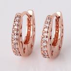 GULICX Rose Gold Plated Base Pattern of Star Row Cubic Zirconia Hoop E