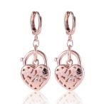 GULICX Rose Gold Tone lovely shape Wonderful Hollow Heart Dangle Earri