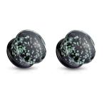 Glow in the Dark Sparkle Double Flare Plugs in Pyrex Glass - Choose Fr