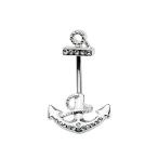 Anchor Gems Silver Tone Belly Button Ring Navel In and Out Split 316L