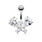 CZ Crystal Butterfly Belly Button Ring - Available in Multiple Colors