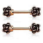 Pierced Owl Vintage Casted Rose Nipple Barbells in 316L Stainless Stee