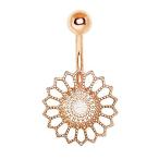 Rose Gold Plated Ornate Geometric Flower Belly Button Ring