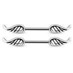 Angel Wings 14 guage Nipple Bars Barbells Rings - Sold as a Pair (Pier