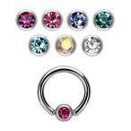 Bezel Set Crystal Captive Bead Closure Ring in G23 Titanium - Availabl