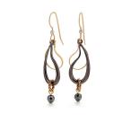 Silver Forest Black and Goldtone Paisley Dangle Earrings