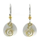 Silver Forest Earrings - silver round with gold swirly dangle