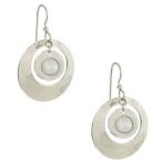 Silver Forest Hammered Ring White Center Earrings One Size Silver tone
