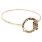 Artisan Owl Be Brave &amp; Be Kind Engraved Owl Bangle Bracelet (Gold Tone