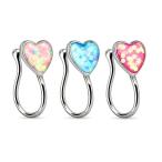 Set of 3 Opal Glitter Heart Non-Piercing Nose Clips