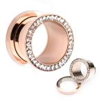 Screw Fit Rose Gold PVD Plated with Multigem Clear CZ WildKlass Plugs